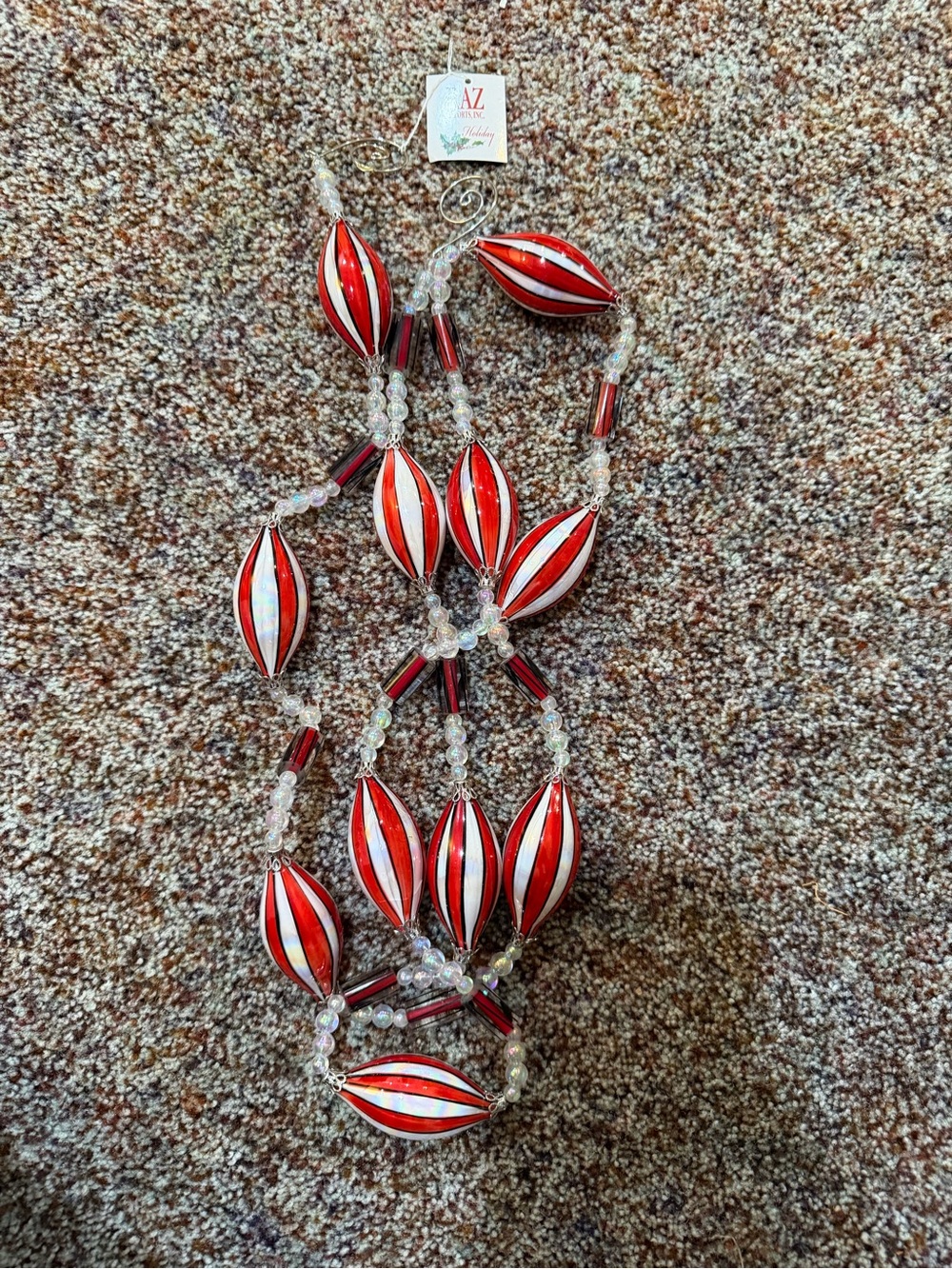 RAZ Imports Holiday Acrylic Garland Red, White & Black Beads